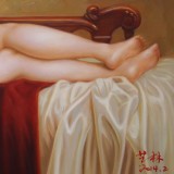 【已售】著名青年油画家朱艺林 布面油画 《贵妇》（询价）