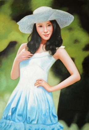 著名青年油画家朱艺林 布面油画 《夏日风情》