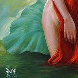 【已售】著名青年油画家朱艺林 布面油画 《荷塘清韵》