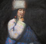 【已售】郭丽岩 《藏族女郎》布面油画