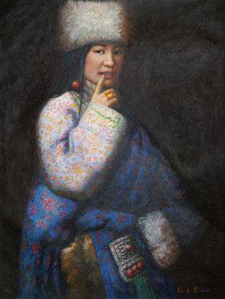 【已售】郭丽岩 《藏族女郎》布面油画