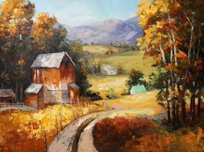 罗振宁《乡野》 布面油画- 风景- 99字画网