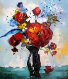 【已售】罗振宁 《花系列-红》 布面油画