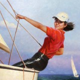 【已售】朝鲜名家油画 韩光勋 《扬帆远航》