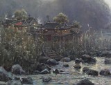 【已售】朝鲜名家油画 《寂静的月夜》