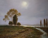 SK朝鲜一级画家 金顺赫 《月夜》布面油画