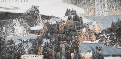 【已售】吉林著名山水画家 张勇 四尺《浮云隐深翠》