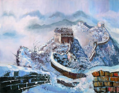 SK郭莹大尺寸《长城冬韵》布面油画