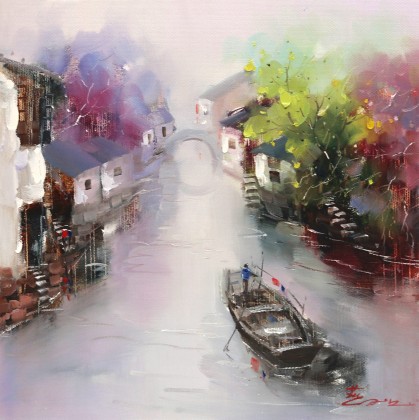 SK刘燕 《水乡四季-夏》 布面油画