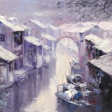 SK郭莹 《雪夜》布面油画