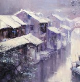 SK郭莹 《雪夜》布面油画