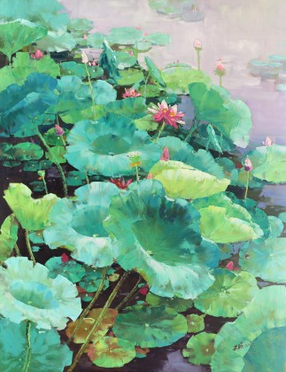 SK郭莹大尺寸《荷香万里》布面油画