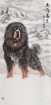 【已售】王贵邱四尺国画藏獒《志存高远》