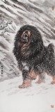 【已售】王贵邱四尺国画藏獒《雪中长啸》