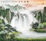 【已售】吴东六尺聚宝盆山水画《源远流长》