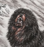 【已售】王贵邱四尺国画藏獒《雪中长啸》