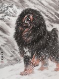 【已售】王贵邱四尺国画藏獒《雪中长啸》