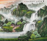 【已售】吴东六尺聚宝盆山水画《宝地生金》