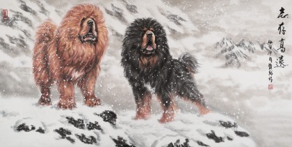 【已售】王贵邱四尺国画藏獒《志存高远》
