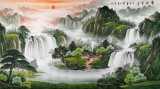 【已售】吴东六尺聚宝盆山水画《宝地生金》
