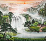 【已售】吴东六尺聚宝盆山水画《宝地生金》