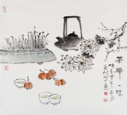 【已售】中国美协会员 三尺斗方赵英旭 《茶禅一味》