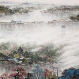 【已售】何华贤 大丈二山水画《西湖胜境》 颍淮书画名家