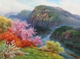 【已售】朝鲜功勋画家 韩成哲 《春满山河》 布面油画