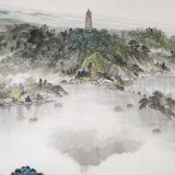 【已售】何华贤 大丈二山水画《西湖胜境》 颍淮书画名家