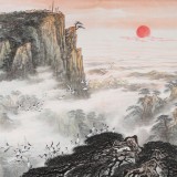 【已售】安徽美协何华贤 大丈二山水画《泰山雄姿》