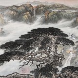 【已售】安徽美协何华贤 大丈二山水画《泰山雄姿》
