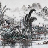 【已售】北京美协张春奇 四尺山水《漓江春雨》