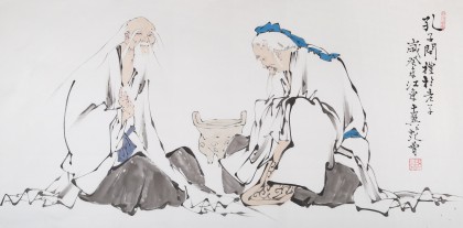 【已售】高仿范曾四尺《孔子问礼》