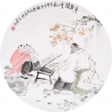 南海禅寺 妙林居士 人物画《琴声润童心》