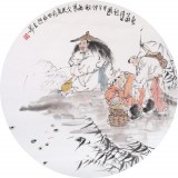 【已售】南海禅寺 妙林居士 人物画《渔翁得利图》