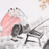 南海禅寺 妙林居士 人物画《琴声润童心》