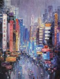 【已售可订】郭莹大尺寸 《上海之夜-霓虹初上》 布面油画