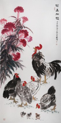 【已售】中国老子书画院副院长 朱祖义四尺《冠上加冠》