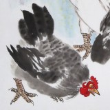 GS中国老子书画院副院长 朱祖义四尺《群鸡喜春图》