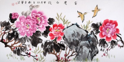 SK河北著名老画家刘卓华四尺《富贵白头》