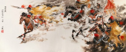 QA朝鲜名家玄光哲大尺寸精品《战场武士》
