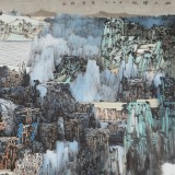 SKQA吉林著名山水画家 张勇 四尺《湖山归隐》