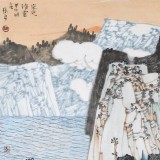 吉林著名山水画家 张勇 四尺斗方《岚光清灵》
