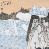 吉林著名山水画家 张勇 四尺斗方《岚光清灵》