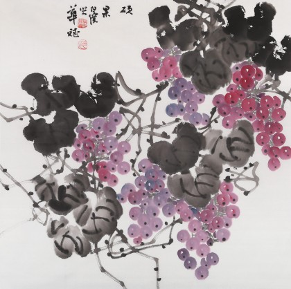 【已售】湖南省著名书画家罗华斌 四尺斗方《硕果图》