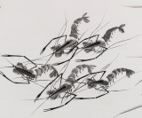 【已售】何华贤 四尺斗方《虾趣》 颍淮书画名家