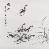【已售】何华贤 四尺斗方《虾趣》 颍淮书画名家