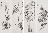 SK安徽美协何华贤 四条屏《梅兰竹菊》