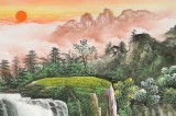 【已售】吴东六尺聚宝盆山水画《春山飞瀑》