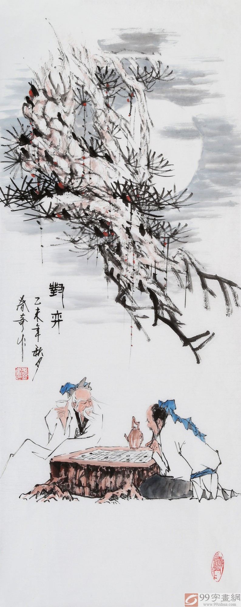 北京美协张春奇三尺《对弈》 - 人物画 - 99字画网